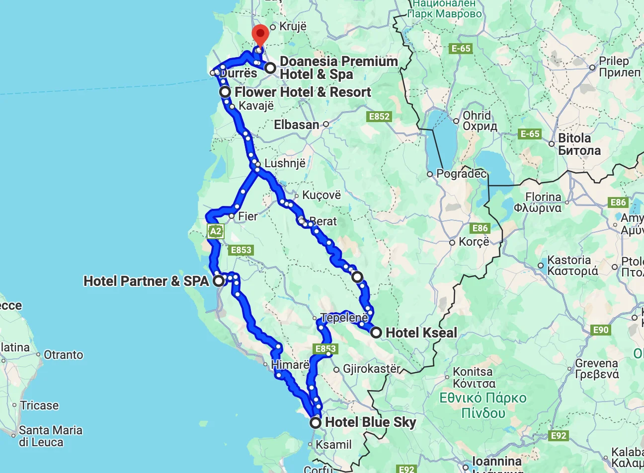 Avontuurlijke rondreis Albanie | Route